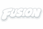 White 'Fusion' logo on a white background